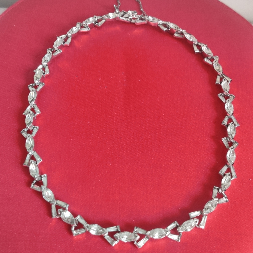 Vintage 40s Designer Panetta Diamante Necklace w/Swarovski Crystals